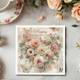 Blush Garden Roses Galentine Theepartij Bloemen Servet