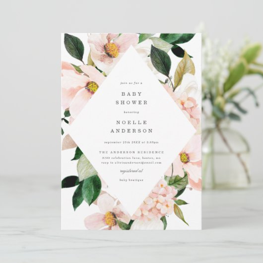Blush Garden Spring Baby shower Invitation Kaart (Staand voorkant)