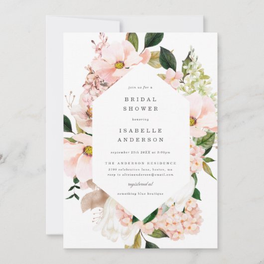 Blush Garden Spring Bridal Shower-uitnodiging Kaart (Voorkant)