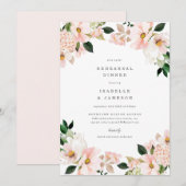 Blush Garden Spring repesal Dinner Invite Kaart (Voorkant / Achterkant)