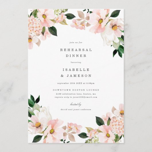 Blush Garden Spring repesal Dinner Invite Menu (Voorkant)