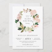 Blush Garden Spring Wreator Baby shower Invitation Kaart (Voorkant)
