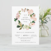 Blush Garden Spring Wreator Baby shower Invitation Kaart (Staand voorkant)