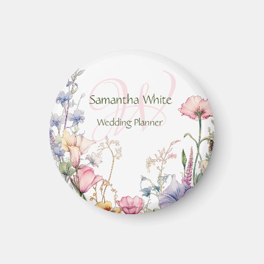 Blush Garden Watercolor Gepersonaliseerd  Magneet (Voorkant)