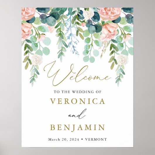 Blush Garden Weddenschap Welkomstteken Poster (Voorkant)