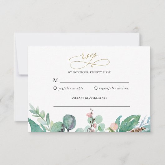Blush Garden Wedding RSVP Reply Kaart (Voorkant)