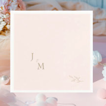Blush gebladerte monogram bruiloft gepersonaliseer