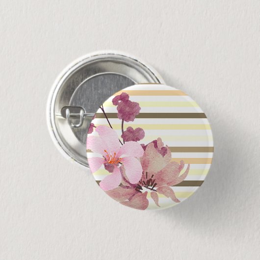  Blush gekleurde Floral Striped Ronde Button 3,2 Cm (Voorkant /achterkant)