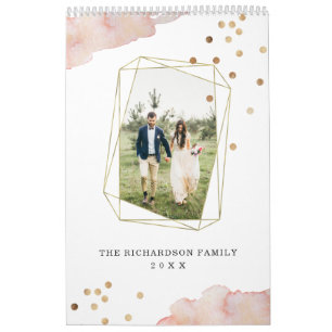 Blush geometric   Trendy Waterverf en foto Kalender