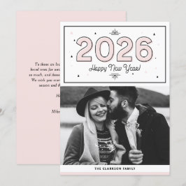 Blush geometrische typografie foto Gelukkig Nieuwj Feestdagenkaart