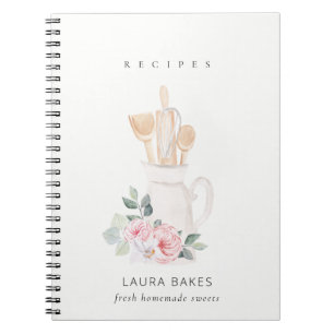 Blush-gereedschappen Cookbook Floral Roller Whisk  Notitieboek