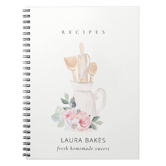 Blush-gereedschappen Cookbook Floral Roller Whisk Notitieboek (Voorkant)