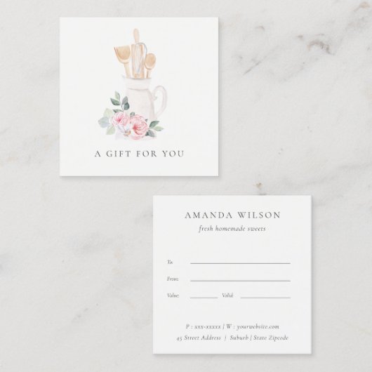 Blush-gereedschappen voor het Catering Floral Gift Vierkante Visitekaartje (Voorkant / Achterkant)