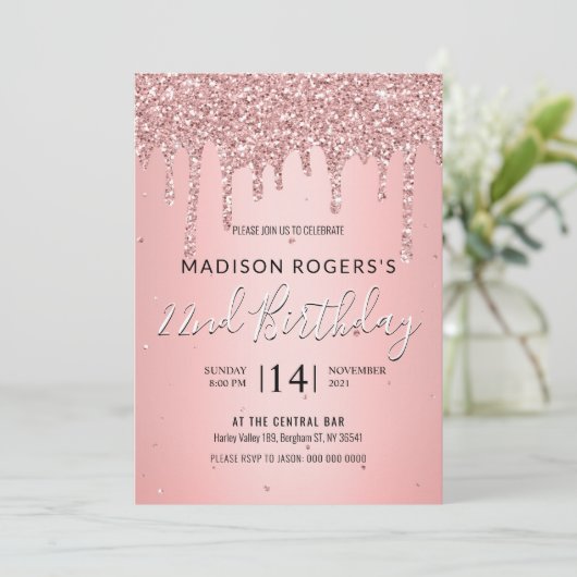 Blush gewaagde bronzen jonge meisjes lady glitter kaart (Staand voorkant)