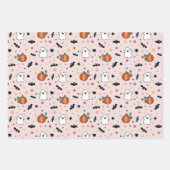 Blush Ghosts Pumpkins Halloween Gemengde Patronen Inpakpapier Vel (Voorkant)