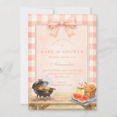 Blush Gingham Baby Q Baby Shower Kaart (Voorkant)