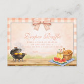 Blush Gingham Baby Q Luier Raffle Informatiekaartje (Voorkant)