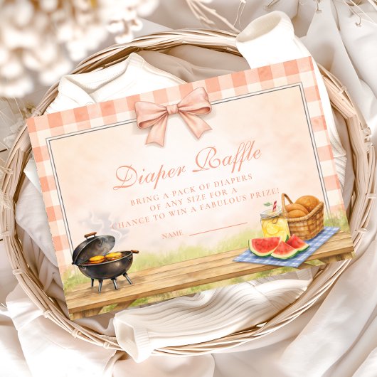 Blush Gingham Baby Q Luier Raffle Informatiekaartje