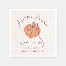 Blush Gingham Kleine Pompoen Baby Shower Servetten