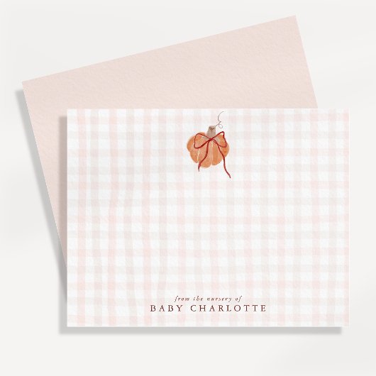 Blush Gingham Kleine Pompoen Kraam Briefkaart