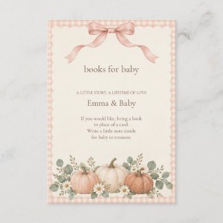 Blush Gingham Pompoen Boeken voor Baby Informatiekaartje