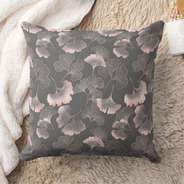 Blush Ginkgo Luxe – Gouden botanische afbeelding o Kussen (Deken)