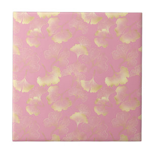 Blush Ginkgo Luxe – Gouden botanische afbeelding o Tegeltje