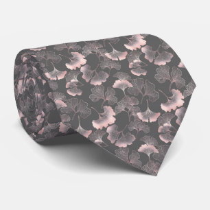 Blush Ginkgo Luxe – Gouden Botanische op Zwart (10 Stropdas