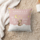 Blush Girl Teddy Bear Birth Stats Nursery Pillow Kussen (Deken)