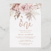 Blush Girls 1e verjaardag Roos Gold Folie Uitnodiging (Voorkant)