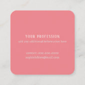 Blush Girly Calligrafie Romantisch Monogram Vierkante Visitekaartje (Achterkant)