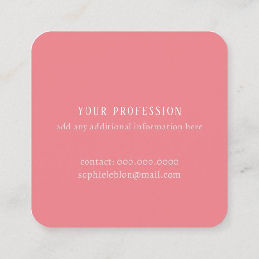 Blush Girly Calligrafie Romantisch Monogram Vierkante Visitekaartje (Achterkant)
