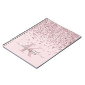 Blush Glam Roos Gold Glitter Diamond Monogram Notitieboek (Linkerzijde)