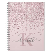 Blush Glam Roos Gold Glitter Diamond Monogram Notitieboek (Voorkant)