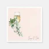 Blush glas champagne gepersonaliseerde cocktail servet (Voorkant)