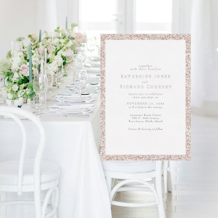 Blush Glitter Afbeelding Geen Ouders Trouwzilver Folie Uitnodiging
