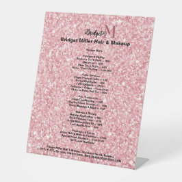 Blush Glitter Beauty salon monogram Price List Reclamebord Met Voetstuk