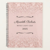 Blush Glitter Boss Lady CEO gepersonaliseerd 2025 Planner (Voorkant)