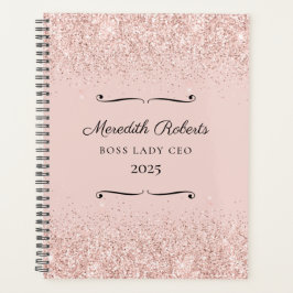 Blush Glitter Boss Lady CEO gepersonaliseerd 2025 Planner