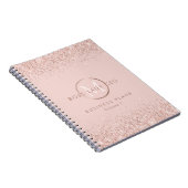 Blush Glitter Boss Lady CEO Monogram Notitieboek (Rechterzijde)