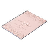 Blush Glitter Boss Lady CEO Monogram Notitieboek (Linkerzijde)