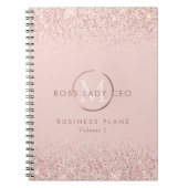 Blush Glitter Boss Lady CEO Monogram Notitieboek (Voorkant)
