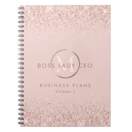 Blush Glitter Boss Lady CEO Monogram Notitieboek