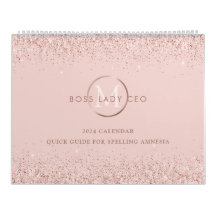 Blush Glitter Boss Lady CEO Monogram Spelling