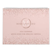 Blush Glitter Boss Lady CEO Monogram Spelling Kalender (Hoes)