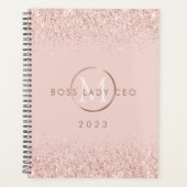 Blush Glitter Boss Lady CEO op persoonlijke titel  Planner (Voorkant)