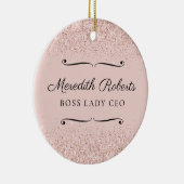 Blush Glitter Boss Lady CEO Persoonlijke Keepomwil Keramisch Ornament (Rechts)