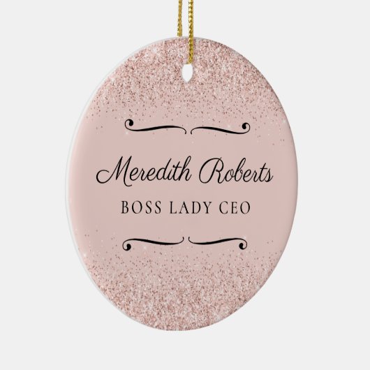 Blush Glitter Boss Lady CEO Persoonlijke Keepomwil Keramisch Ornament (Rechts)