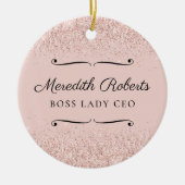 Blush Glitter Boss Lady CEO Persoonlijke Keepomwil Keramisch Ornament (Voorkant)