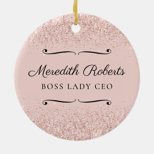 Blush Glitter Boss Lady CEO Persoonlijke Keepomwil Keramisch Ornament (Achterkant)
